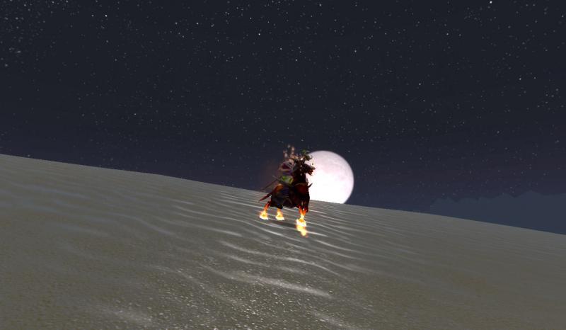 Wie immer fand ich die Nacht so schn in Tanaris, da musste ich versuchen, so ein Bild hinzukriegen. Es sollte eigentlich austreten, abe rich fand diese elegante Bewegung doch am Ende viel besser.