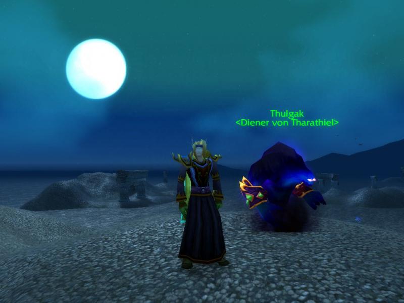 Mein Blutelf Tharathiel bei Vollmond am Zoramstrand