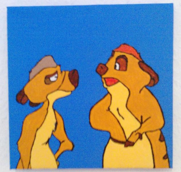Mein neustes Acrylbild :D , 2 von 3 Erdmnchen , Knig der Lwen ^^. Als Geschenk aber schon weiter vergeben XD .