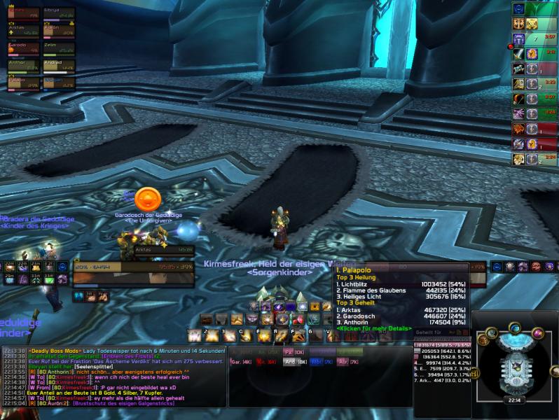 Da hab ich Lady Todeswisper doch glatt allein gehealt xD
Der Priest is direkt am Anfang verreckt, benutzt ss und genau unter ihm kommt direct dnd^^