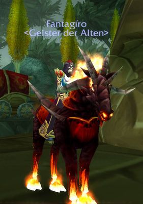 Fanta als stolze Besitzerin eines Hexermounts. Sie hat lange gebraucht um die Questreihe zu vollenen und das Event am Ende machte ihr großen Spaß. Mit Hilfe einiger Gildenkollgen, an dieser Stelle noch einmal DANKE an euch vier, war alles kein Problem.