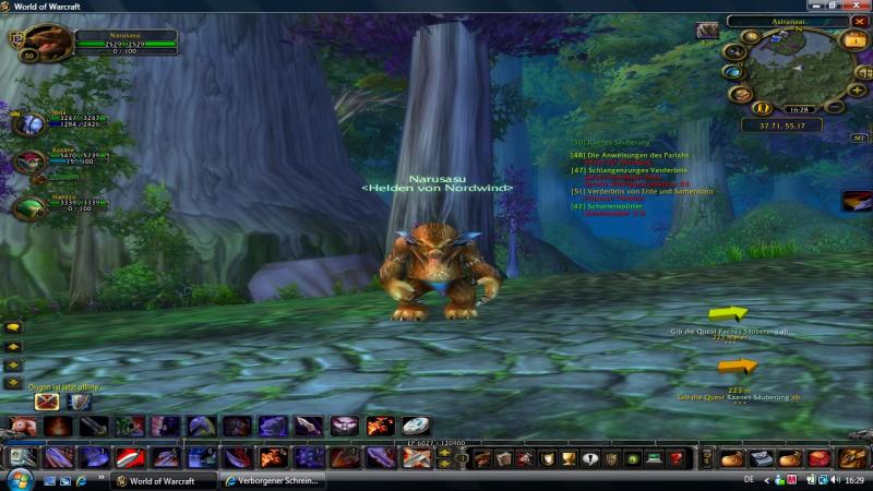 Mein lieblings Quest bei den Nachtelfen .... Man verwandelt sich in einen Br einfach geil ^^ hab Quest abgebrochen und das Elexier behalten :) 
Kannst berall benutzen und du wirst ein Br fr 3 min ^^